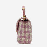 pink tweed Mini top handle flap