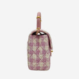 pink tweed Mini top handle flap