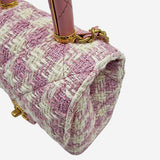 pink tweed Mini top handle flap