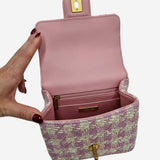 pink tweed Mini top handle flap