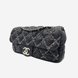 Nylon tweed on stitch flap bag