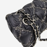 Nylon tweed on stitch flap bag