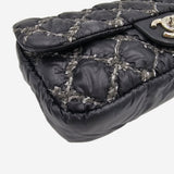 Nylon tweed on stitch flap bag