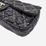 Nylon tweed on stitch flap bag
