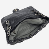Nylon tweed on stitch flap bag