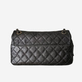 MEDIUM METALLIC GREY CAVIAR EASY FLAP