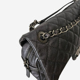 MEDIUM METALLIC GREY CAVIAR EASY FLAP