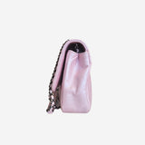 medium iridescent lambskin single flap