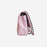 medium iridescent lambskin single flap