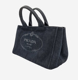 SORT DENIM CANAPA TOTE MEDIUM taske fra brand: PRADA - We Do Vintage