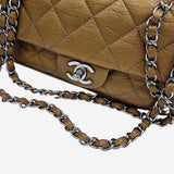 Dark gold east west flap bag
