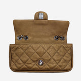 Dark gold east west flap bag