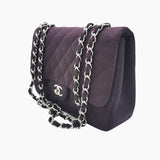 Mørk Lilla jersey classic flap bag jumbo taske fra brand: CHANEL - We Do Vintage
