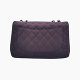 Mørk Lilla jersey classic flap bag jumbo taske fra brand: CHANEL - We Do Vintage