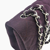 Mørk Lilla jersey classic flap bag jumbo taske fra brand: CHANEL - We Do Vintage