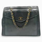 Sort CC lambskin handbag Tote taske fra brand: CHANEL - We Do Vintage