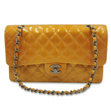 Orange Patent Classic flap medium taske fra brand: CHANEL - We Do Vintage