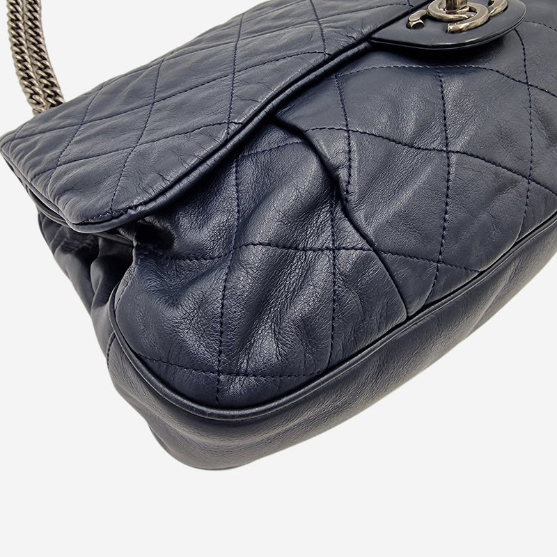 coco pleats soft flap bag mørkeblå