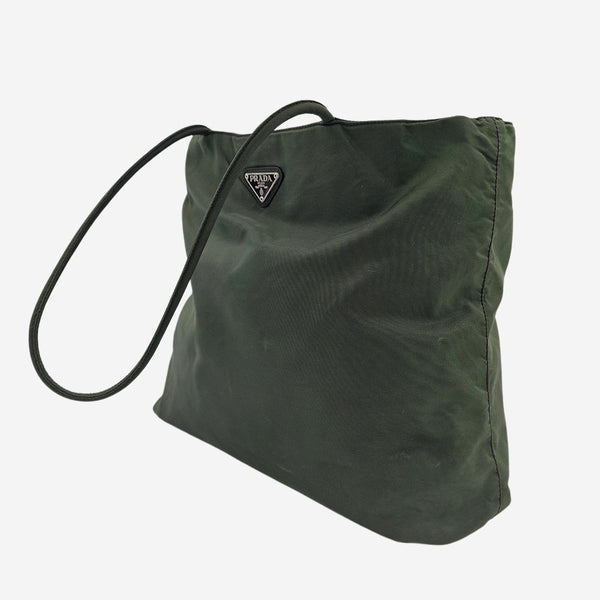 KHAKI LARGE NYLON SKULDERTASKE
