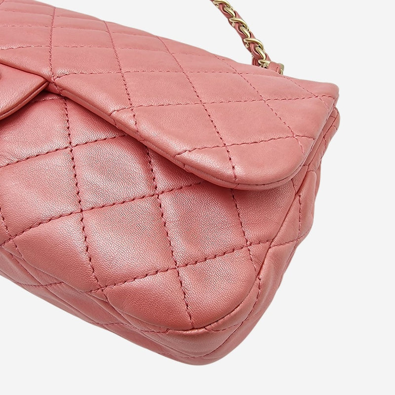 PEARLY PINK CLASSIC JEWELED FLAP BAG