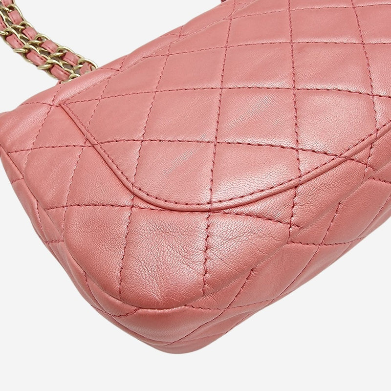 PEARLY PINK CLASSIC JEWELED FLAP BAG