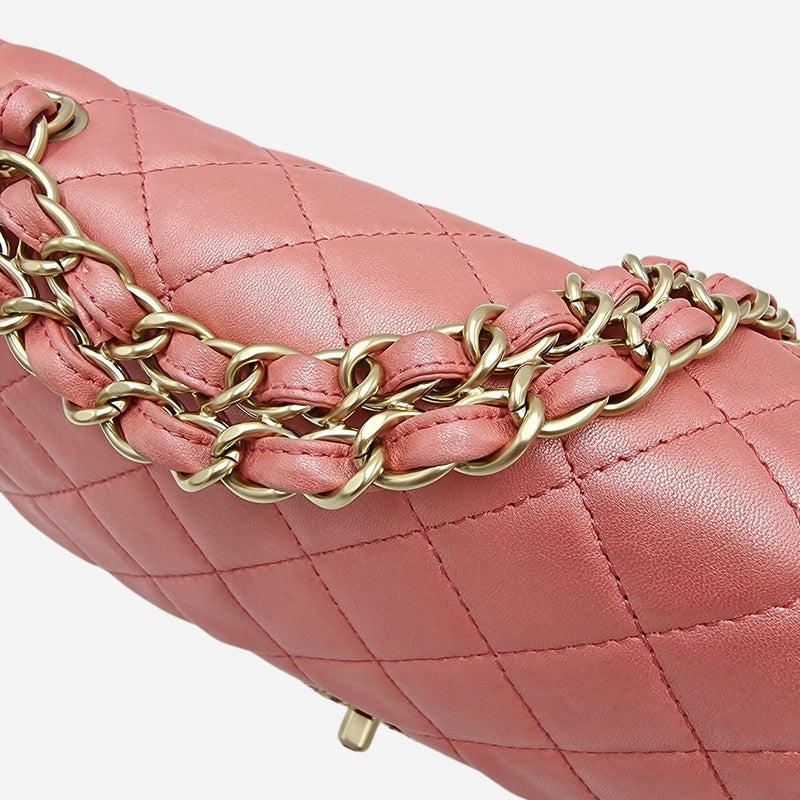 PEARLY PINK CLASSIC JEWELED FLAP BAG
