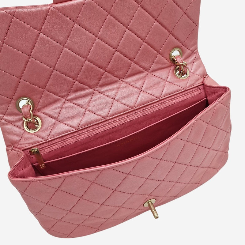 PEARLY PINK CLASSIC JEWELED FLAP BAG