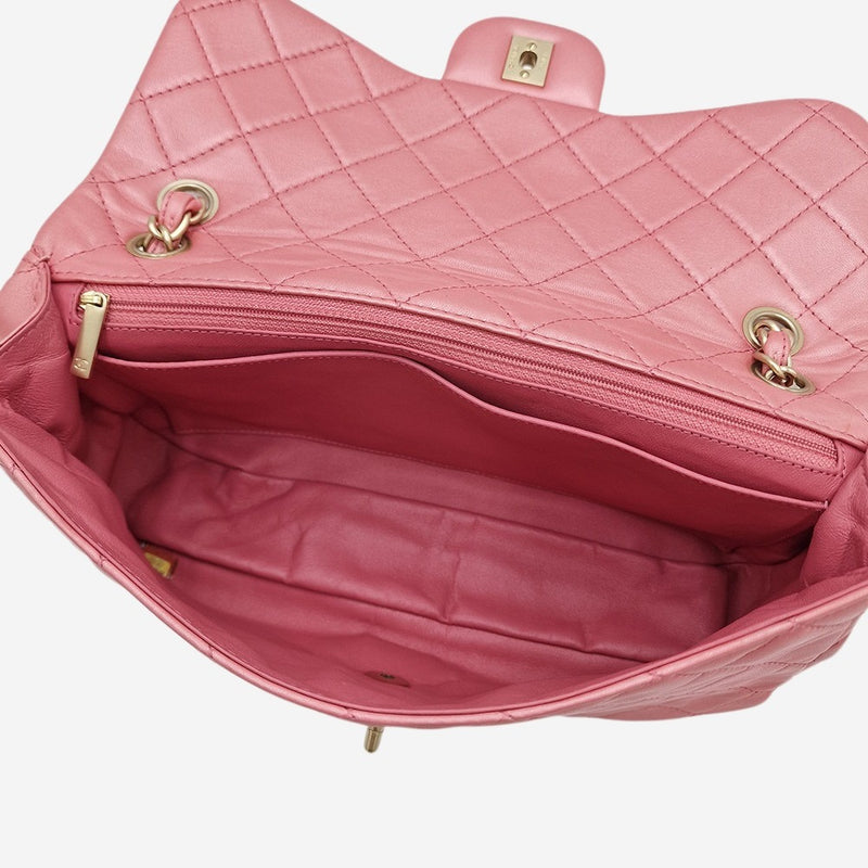 PEARLY PINK CLASSIC JEWELED FLAP BAG
