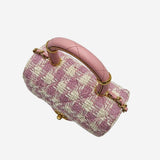 pink tweed Mini top handle flap