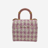 pink tweed Mini top handle flap