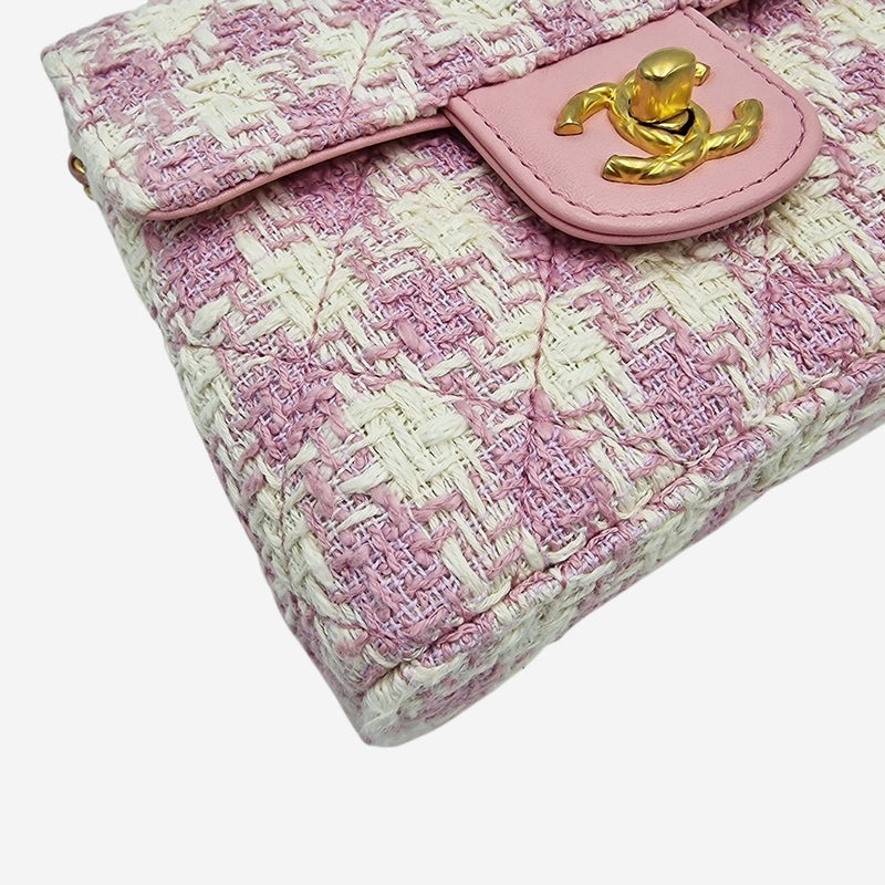 pink tweed Mini top handle flap