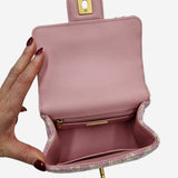pink tweed Mini top handle flap