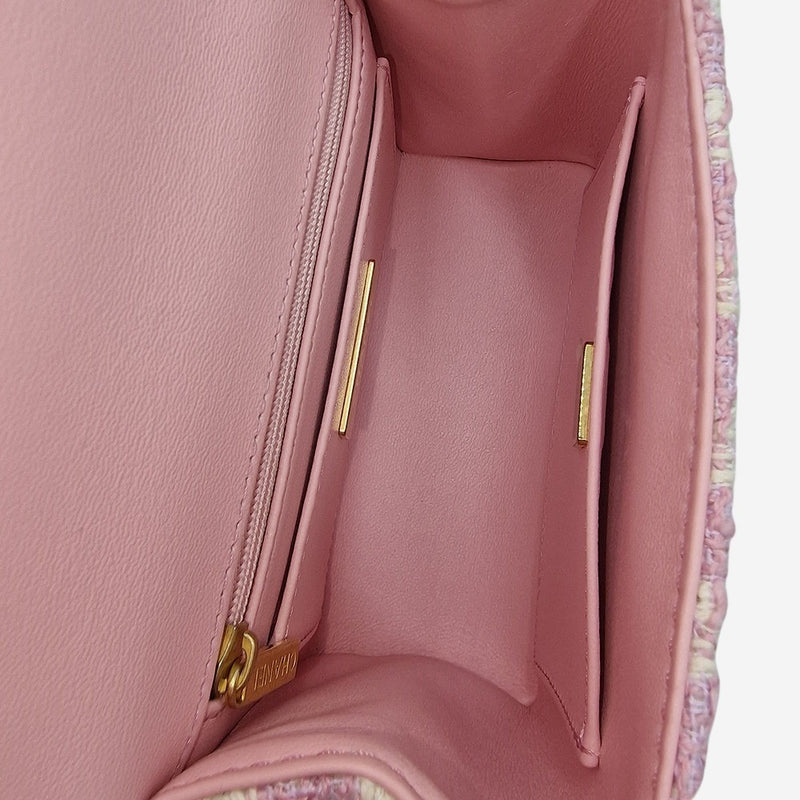 pink tweed Mini top handle flap