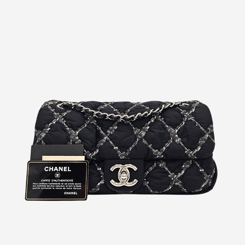 NYLON TWEED ON STITCH FLAP BAG