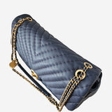 blå chevron medallion charm jumbo flap