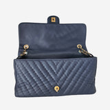 blå chevron medallion charm jumbo flap
