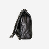 MEDIUM METALLIC GREY CAVIAR EASY FLAP