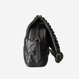 MEDIUM METALLIC GREY CAVIAR EASY FLAP