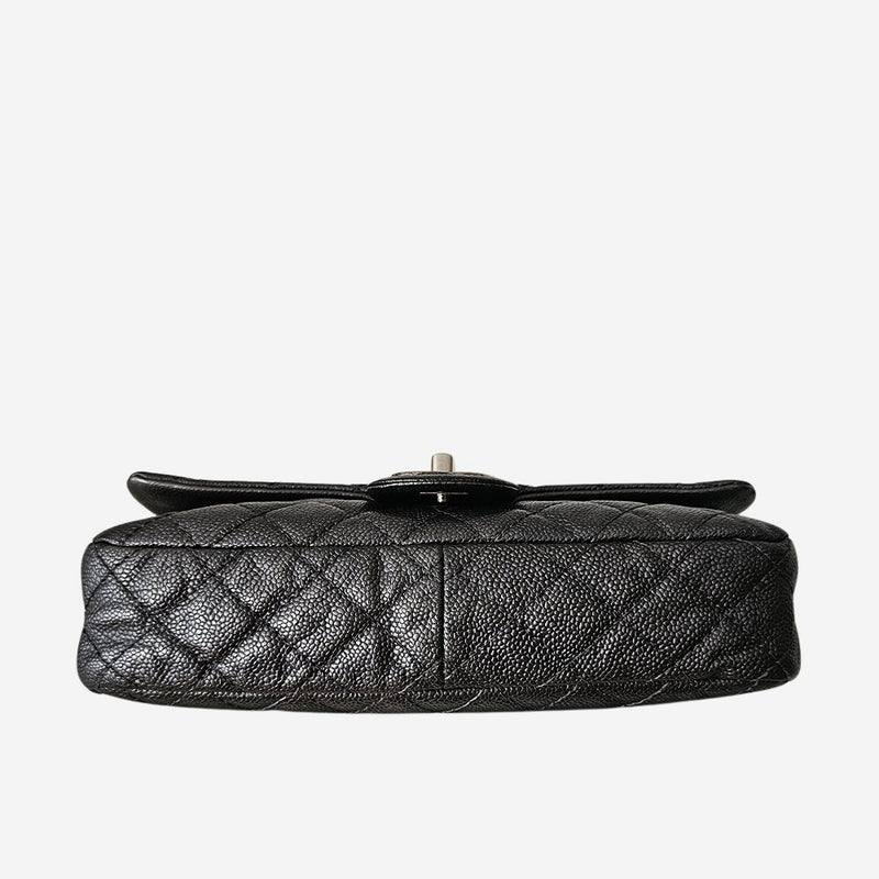 MEDIUM METALLIC GREY CAVIAR EASY FLAP
