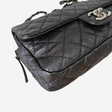 MEDIUM METALLIC GREY CAVIAR EASY FLAP