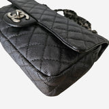 MEDIUM METALLIC GREY CAVIAR EASY FLAP