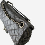 MEDIUM METALLIC GREY CAVIAR EASY FLAP