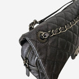 MEDIUM METALLIC GREY CAVIAR EASY FLAP