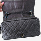 MEDIUM METALLIC GREY CAVIAR EASY FLAP