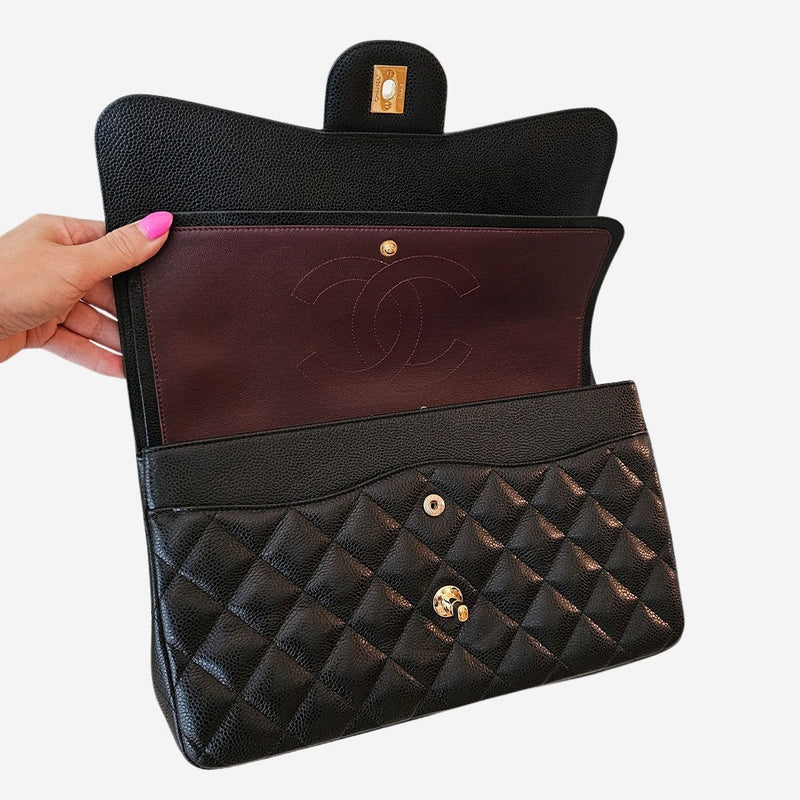 LARGE SORT CAVIAR CLASSIC DOUBLE FLAP