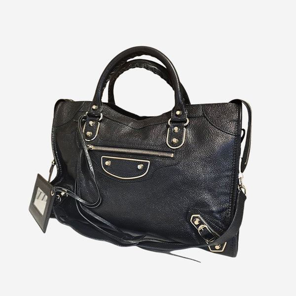 Sort metalic edge City bag
