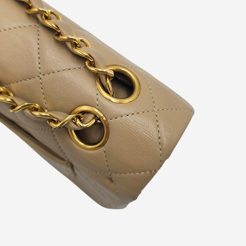 Beige CLASSIC DOUBLE FLAP SMALL