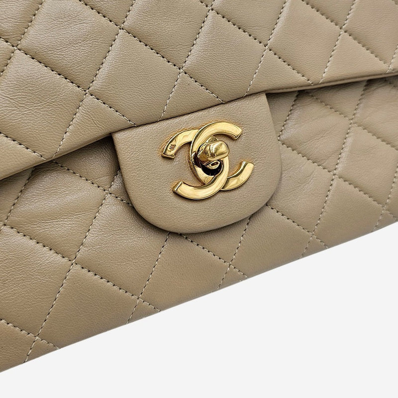 Beige CLASSIC DOUBLE FLAP SMALL