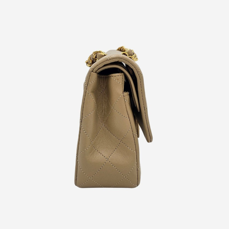 Beige CLASSIC DOUBLE FLAP SMALL