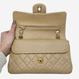 Beige CLASSIC DOUBLE FLAP SMALL